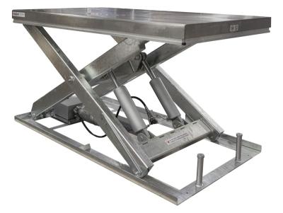 TS2000 emelőasztal galvanizált ollóval és rozsdamentes acél felső lemezzel