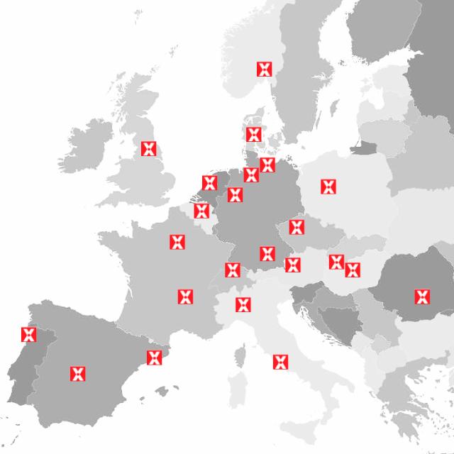 overview of Sax Lift's departments in Europe