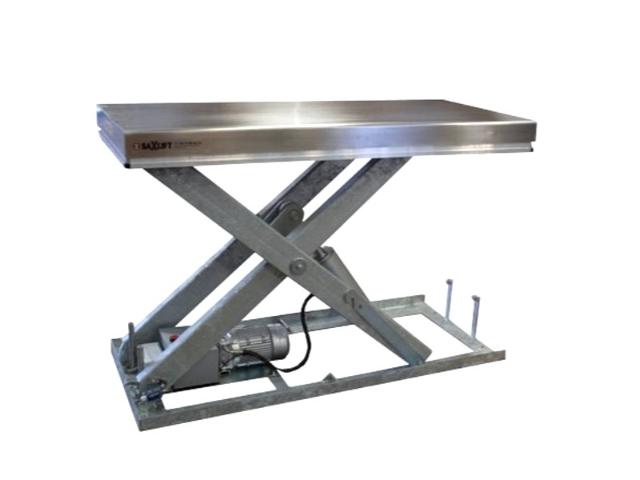 TB2000 lift table with galvanized scissor and stainless steel platform