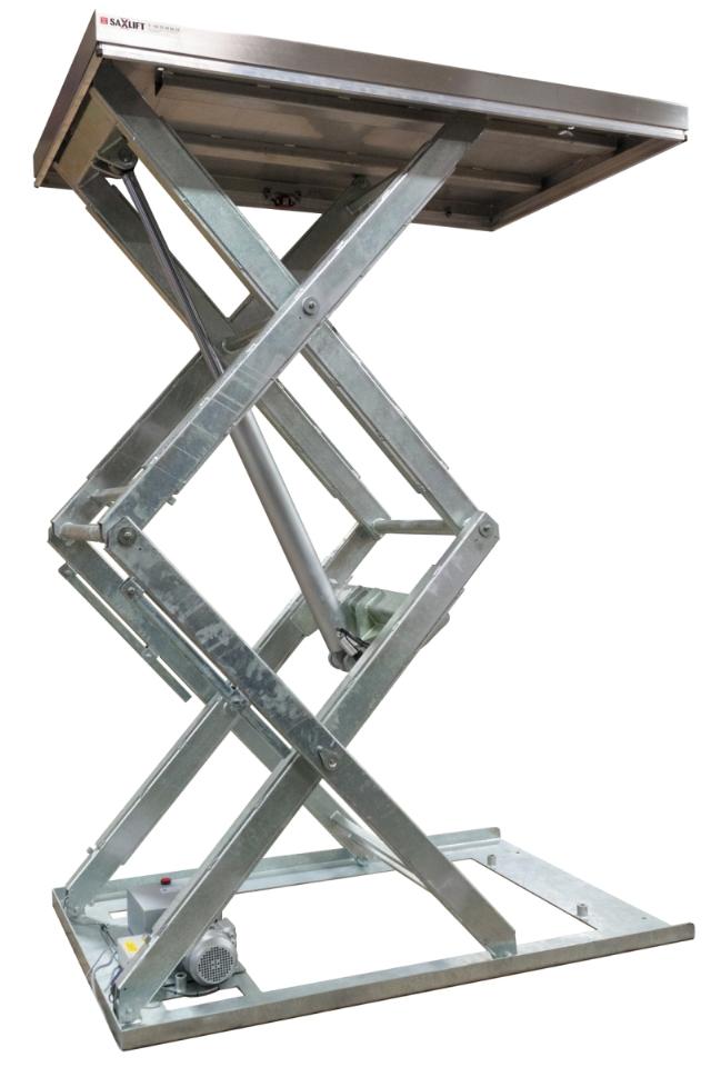 TSD1500 løftebord med galvaniseret saks og rustfri topplade